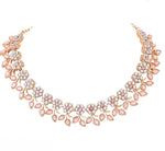 Load image into Gallery viewer, Rose Gold Plated Necklace set with Peach color Kundan