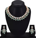 Load image into Gallery viewer, Rose Gold Plated Necklace set with Peach color Kundan
