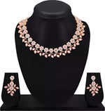 Load image into Gallery viewer, Rose Gold Plated Necklace set with Peach color Kundan